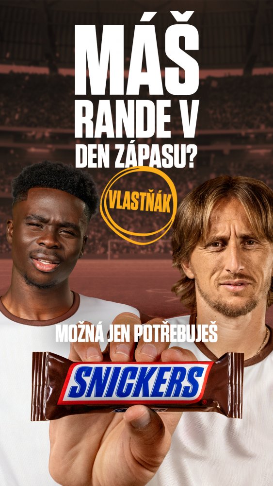 Snickers spojuje síly s fotbalovými hvězdami Sakou a Modrićem v nové kampani: Jak se vyhnout "vlastňákům"