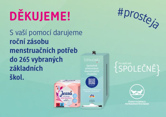 Společnost dm spolu se svými zákazníky přispěla na řešení menstruační chudoby částkou více než 8 milionů Kč